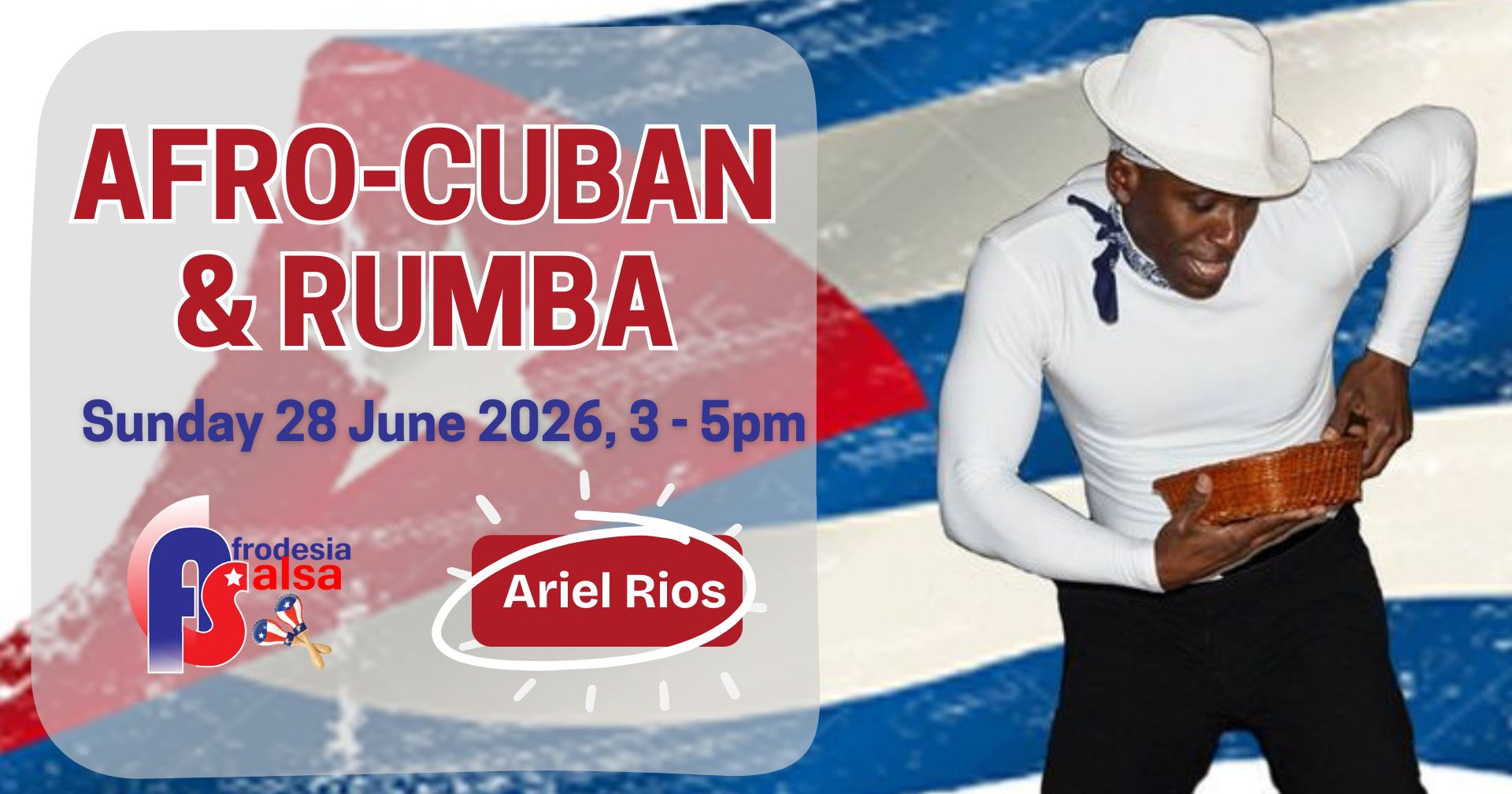cuban flag with men dancing in the front traditional cuban dance
